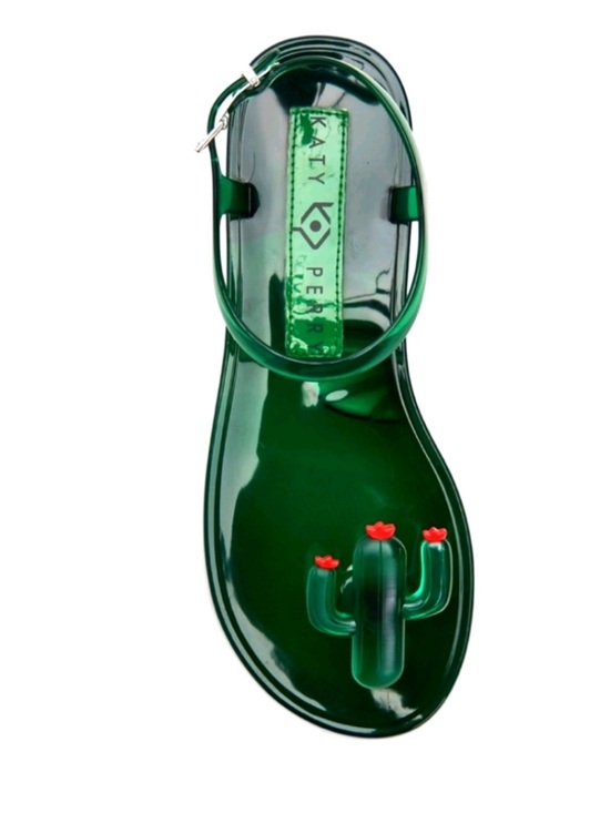 Katy Perry Collections Shoes - Katy Perry Collections Green Jelly Cactus Sandals with Red Flower Accents